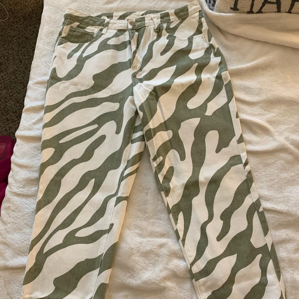 SHEIN zebra print jeans